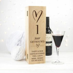 Gepersonaliseerde Wijnkist “Huwelijksverjaardag”