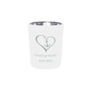 Gegraveerde Hart & Anker Waxinelichthouder