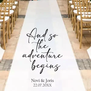 Adventure Begins Witte Loper Gepersonaliseerd Trouwen