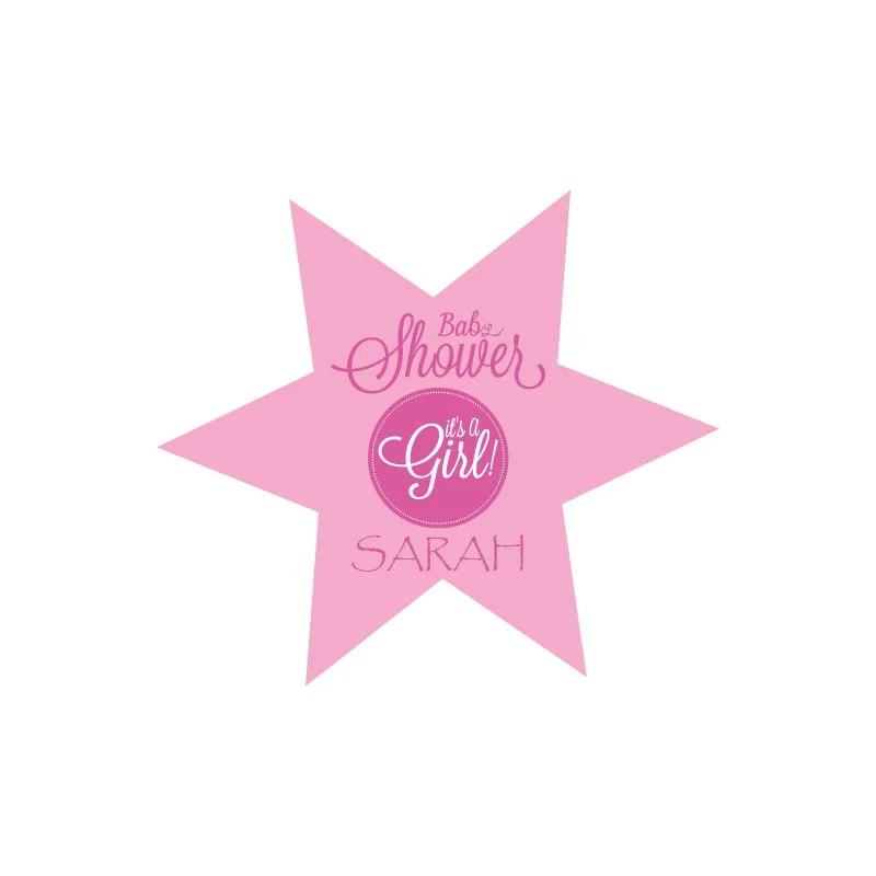 Roze Baby Shower Stickers Girl – Sterontwerp
