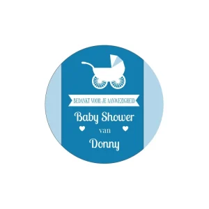 Blauwe Bedankt Stickers Baby Shower