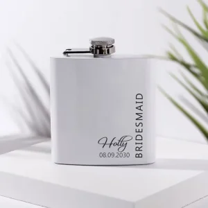 Witte Heupfles Bridesmaid met Naam