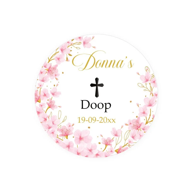 Blossom Pink Bedankt Stickers Doop - Afbeelding 2