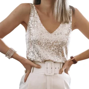 Dames Blouse Pailletten Glamoureuze Stijl Zachte Materialen