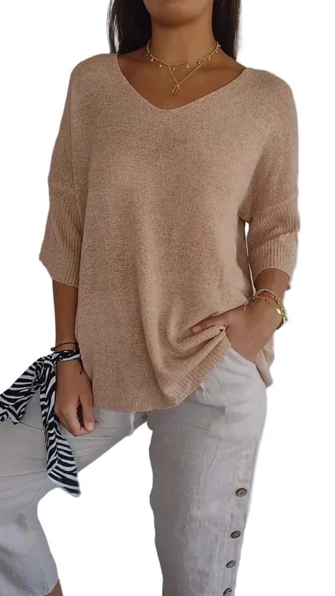 Dames Blouse V-Hals Casual Chic Hoogwaardige Stof - Afbeelding 2