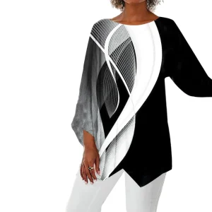 Dames Langarm Top Geometrisch Design