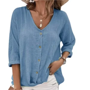 Dames Top Casual V-hals Ademend Katoen