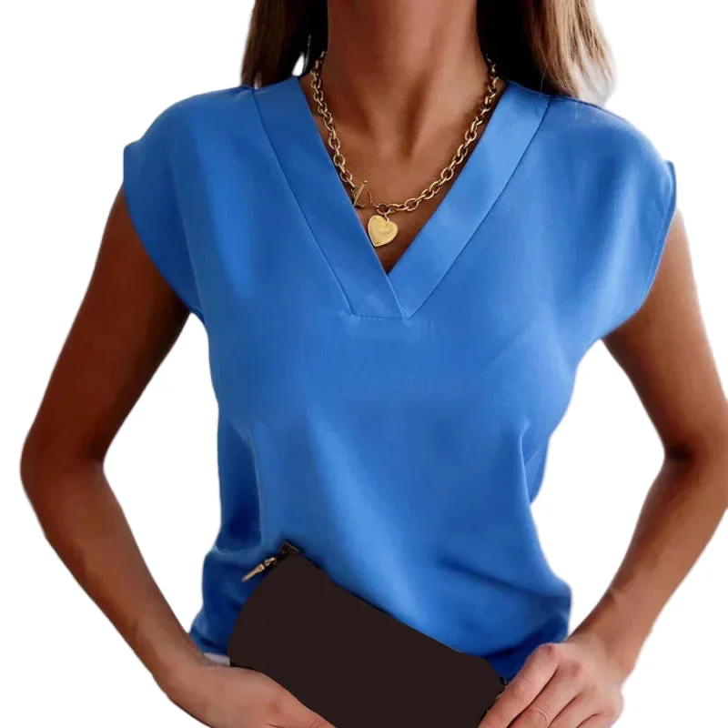 Dames Top Mouwloos V-Hals Hoogwaardige Stoffen