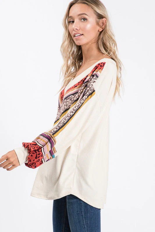 Dames V-Hals Top met Bisschopsmouwen - Afbeelding 3