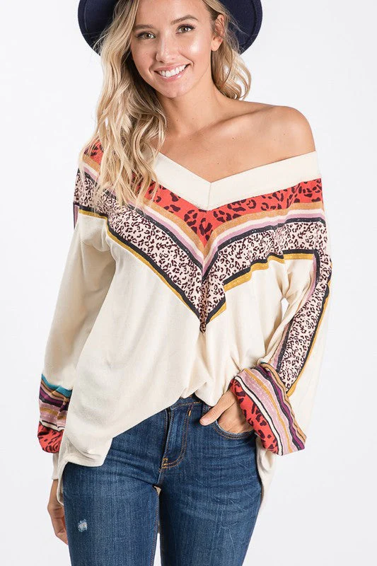 Dames V-Hals Top met Bisschopsmouwen - Afbeelding 4