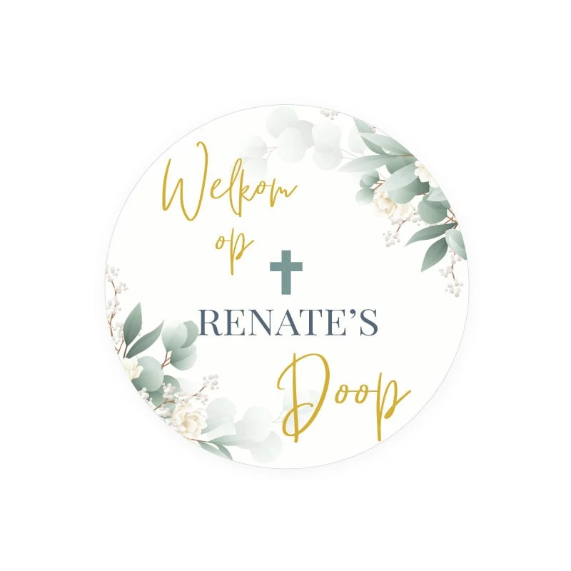 Botanical Bedankt Stickers Doop – Welkom