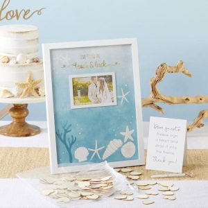 Gastenboek Beach Wedding | Schaduwdoos met 75 Houten Hartjes