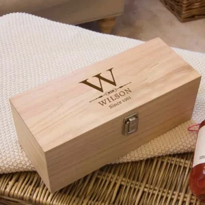 Gepersonaliseerde Houten Whiskey Kist – Met Monogram & Boodschap