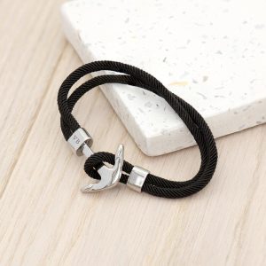 Gepersonaliseerde Nautische Heren Armband met Gegraveerd Anker