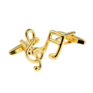 Gouden Symfonie Manchetknopen – Quaver & Treble Clef Design