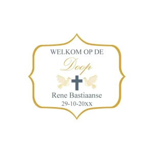 Gouden Bedankt Stickers Doop – Welkom op de Doop