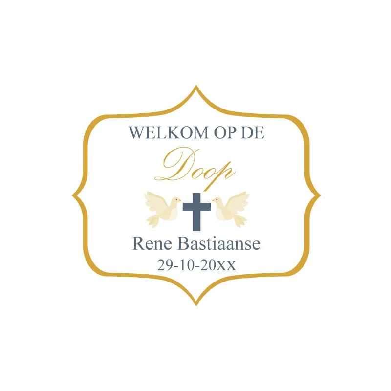 Gouden Bedankt Stickers Doop – Welkom op de Doop - Afbeelding 2