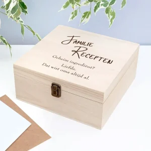 Houten Familierecepten Doos Deluxe met Persoonlijke Tekst