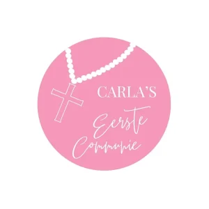 Roze Eerste Communie Bedankt Sticker