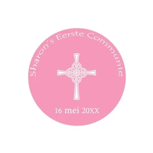 Roze Communie Bedankt Sticker