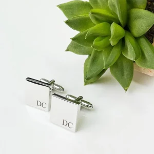 Rhodium Vergulde Bruiloft Manchetknopen – Initialen