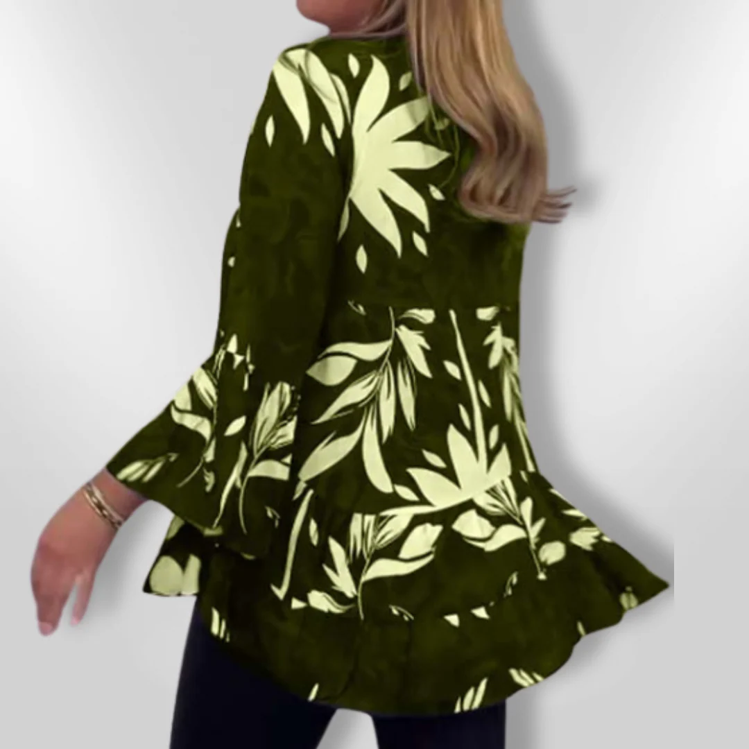 Vrouwen Blouse Met Evasé Mouwen Bloemenprint - Afbeelding 4