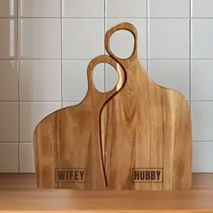 Snijplank Set Hubby & Wifey | Gepersonaliseerd met Jaartal