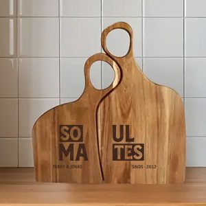 Soul Mates Snijplank Set | Houten Koppel Cadeau met Gravering
