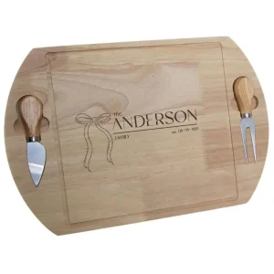 Borrelplank Set Familie Gepersonaliseerd | Met Gravering & 2 Messen