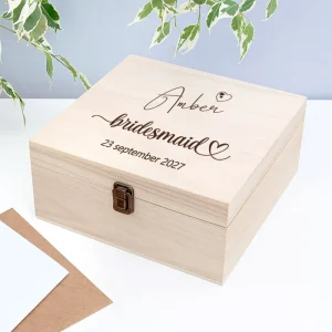 Bridesmaid Memory Box | Naam & Persoonlijke Tekst | Houten Herinneringsdoos