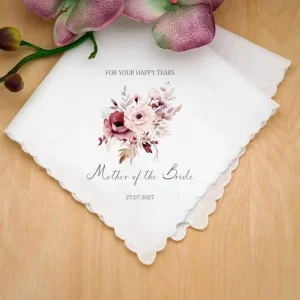 Gepersonaliseerde “Happy Tears” Zakdoek – Burgundy Dreams Collectie