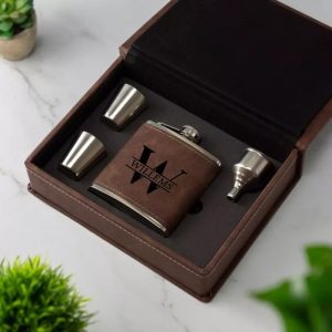 Whisky Geschenk Set – Donkerbruin met Monogram en Naam