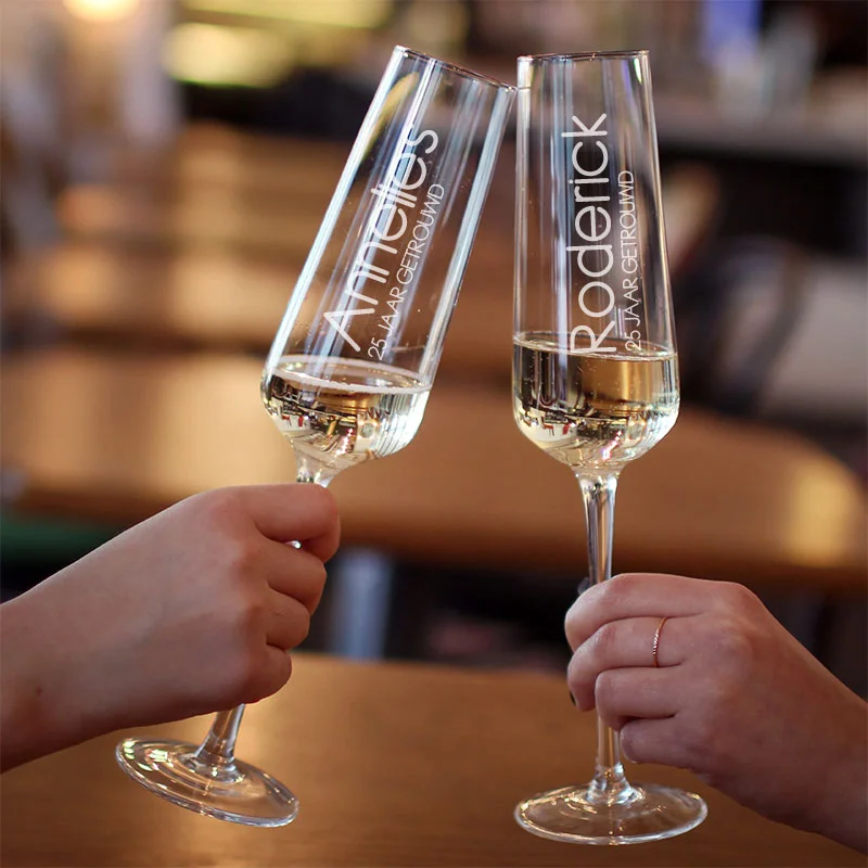 Luxe Champagneglazen Jubileum | X Jaar Getrouwd - Afbeelding 2