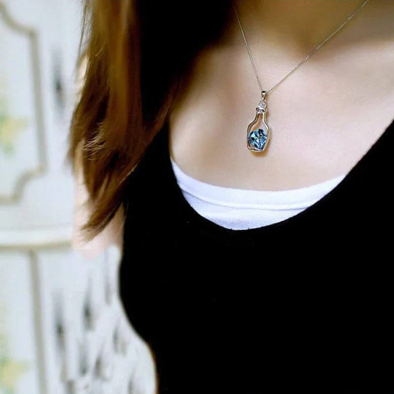 Drift Bottle Kristal Hart Ketting - Afbeelding 3