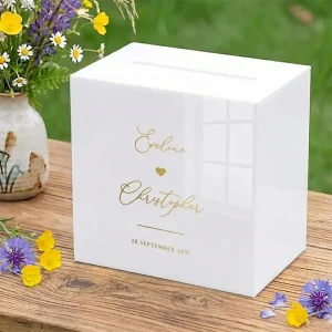Acryl Enveloppendoos Wit – Goud | Love Heart Edition