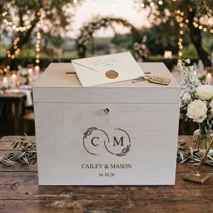 Eternal Love Houten Enveloppendoos | Infinity Monogram Gravure