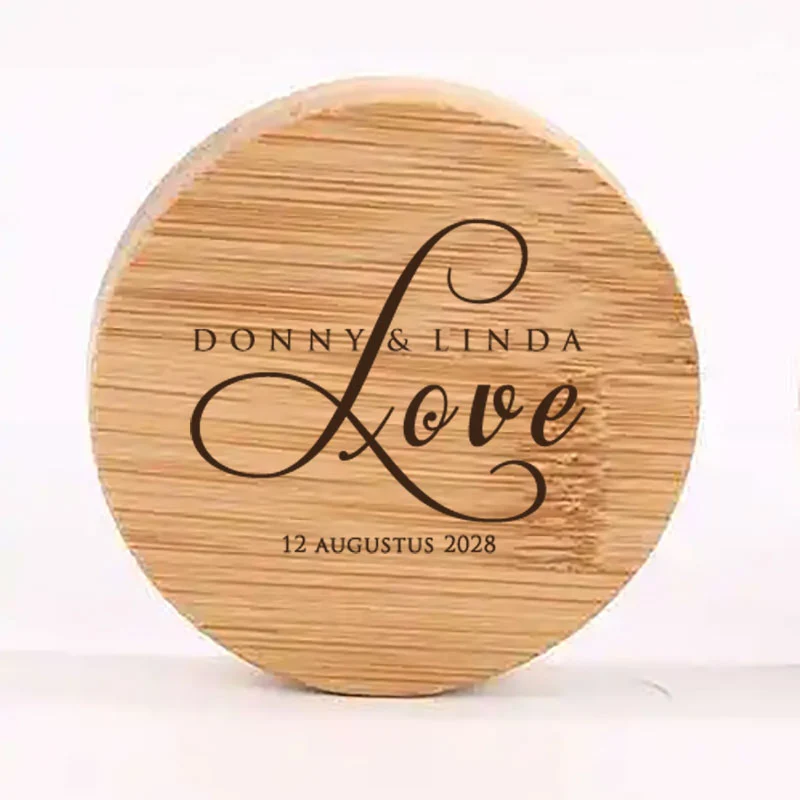 Flesopener Love | Bamboe Bruiloft Bedankje met Namen & Datum - Afbeelding 2