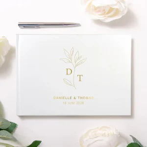 Gastenboek Eucalyptus Design Goud & Wit