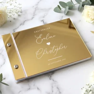 Gastenboek Gold Mirror Acryl | Love Heart Edition