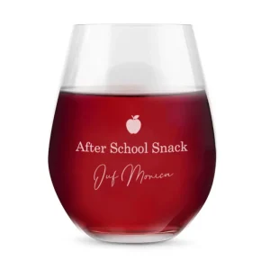 Gegraveerd Wijnglas Juf – After School Snack