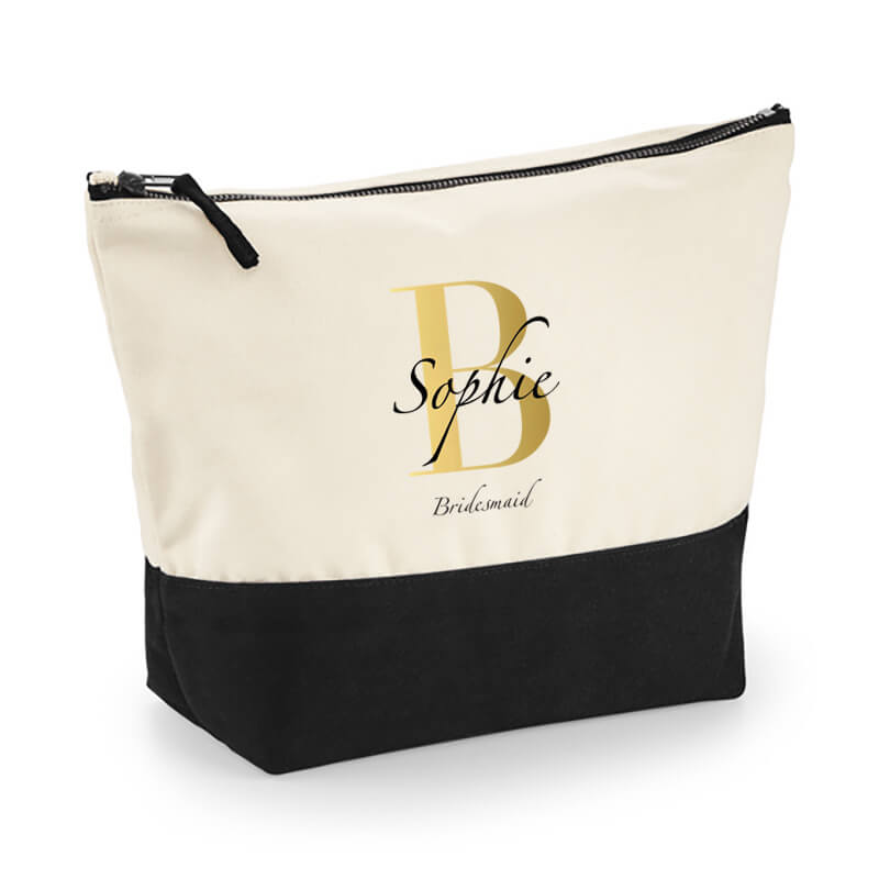 Gepersonaliseerde Canvas Toilettas Bruidsmeisje & Getuige | Naturel/Zwart | Bruiloft Cadeau - Afbeelding 3