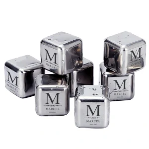 Gegraveerde RVS Whisky Stenen – Set van 8 met Naam, Initiaal & Jaar