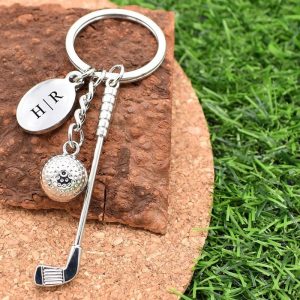 Gepersonaliseerde Golf Club en Golfbal Sleutelhanger