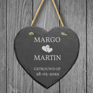 Hartvormig Gepersonaliseerd Leisteen Ophangbord