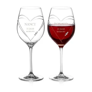 Sierlijke Harten Wijnglazen met Swarovski-kristallen – Romantisch Cadeau