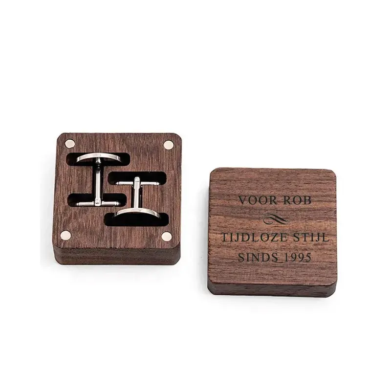 Houten Manchetknopen met Gepersonaliseerde Box - Afbeelding 2