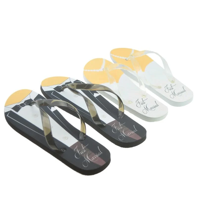 Just Married Duo-Strand Slippers – Smoking & Bruidsjurk Design - Afbeelding 2