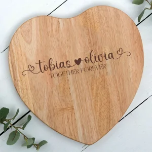 Kaasplank Together Forever | Eigen Tekst Hart Cadeau Script Font