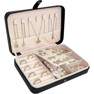 Luxe Korean Style Reis Juwelendoos | Gepersonaliseerd Luxe Cadeau in Zwart of Beige 💎