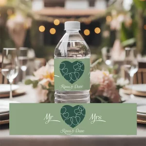 Mix & Match Water Label | Customize Your Colors | Mr & Mrs Hearts